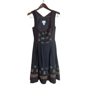 Ernst Licht Black Floral Rose Embroidery Diradl Dress‎ German Size 6
